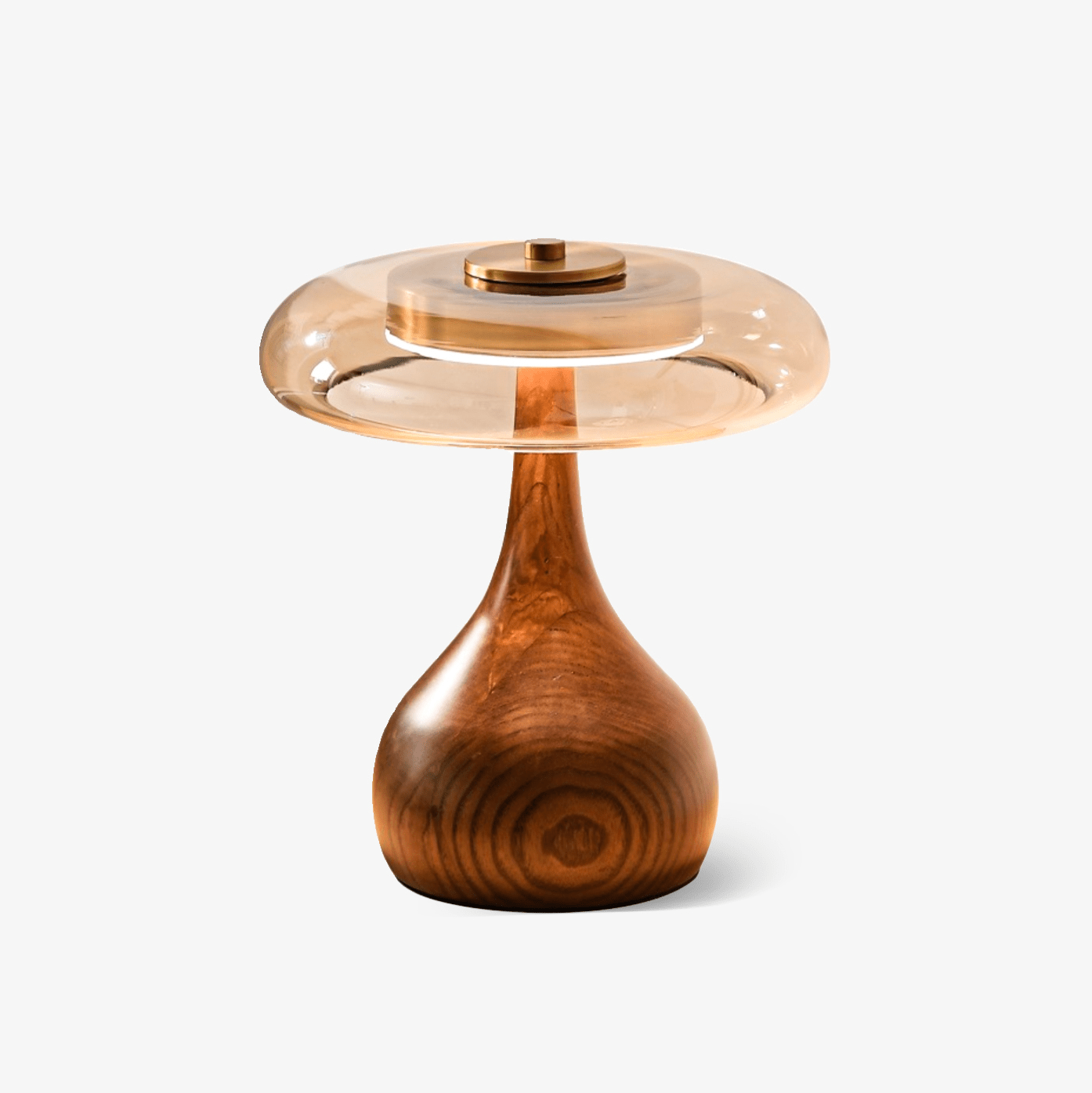 Sienna Table Lamp, Walnut Wood Base, Amber Glass Shade, LED