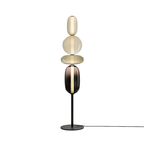 Candied Glass Floor Lamp, Hand-Blown Crystal Clusters, Black Body, LED