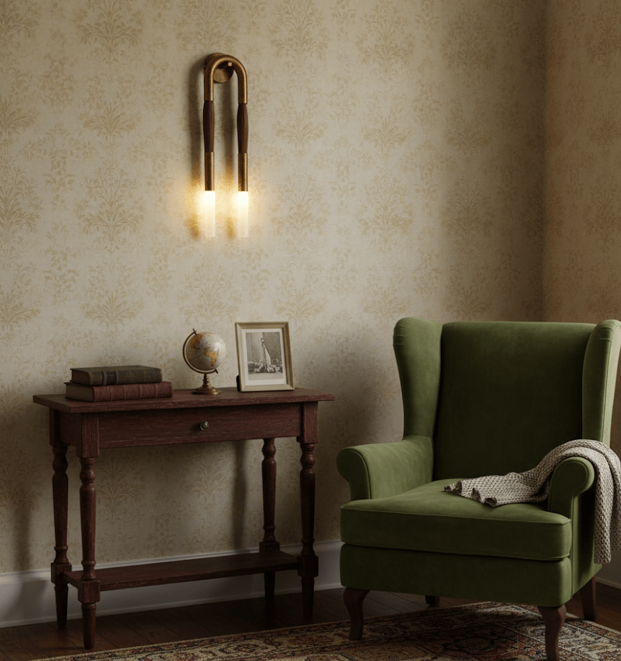 Horsehair Wall Lamp, Wrought Iron, White Glass Shade, G9, 3000K