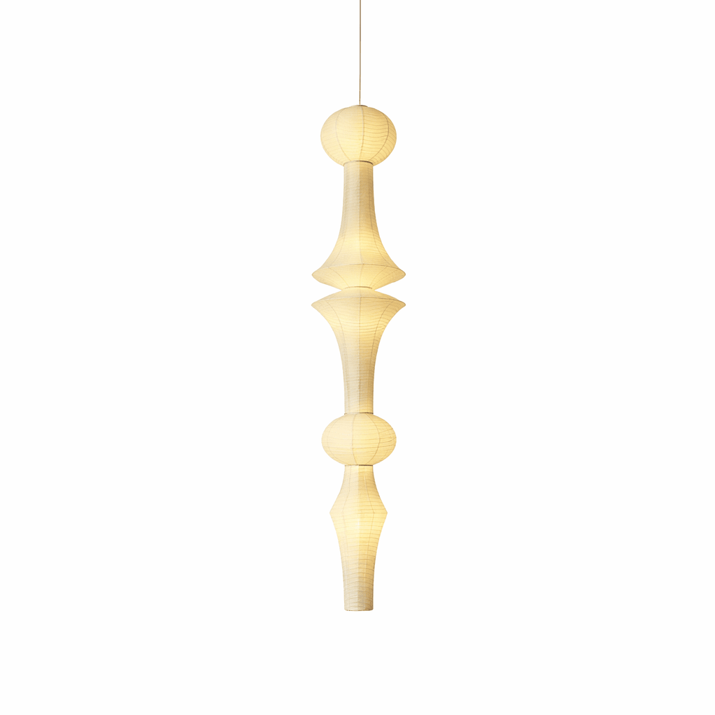 Washi Paper E Pendant Light, Tall Mulberry Shade, E26/E27, Hardwired