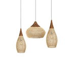 Rattan Pendant Light, Handwoven Shade, Wood Body, E27