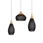 Rattan Pendant Light, Handwoven Shade, Wood Body, E27