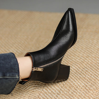 Bottines en cuir véritable à talons hauts