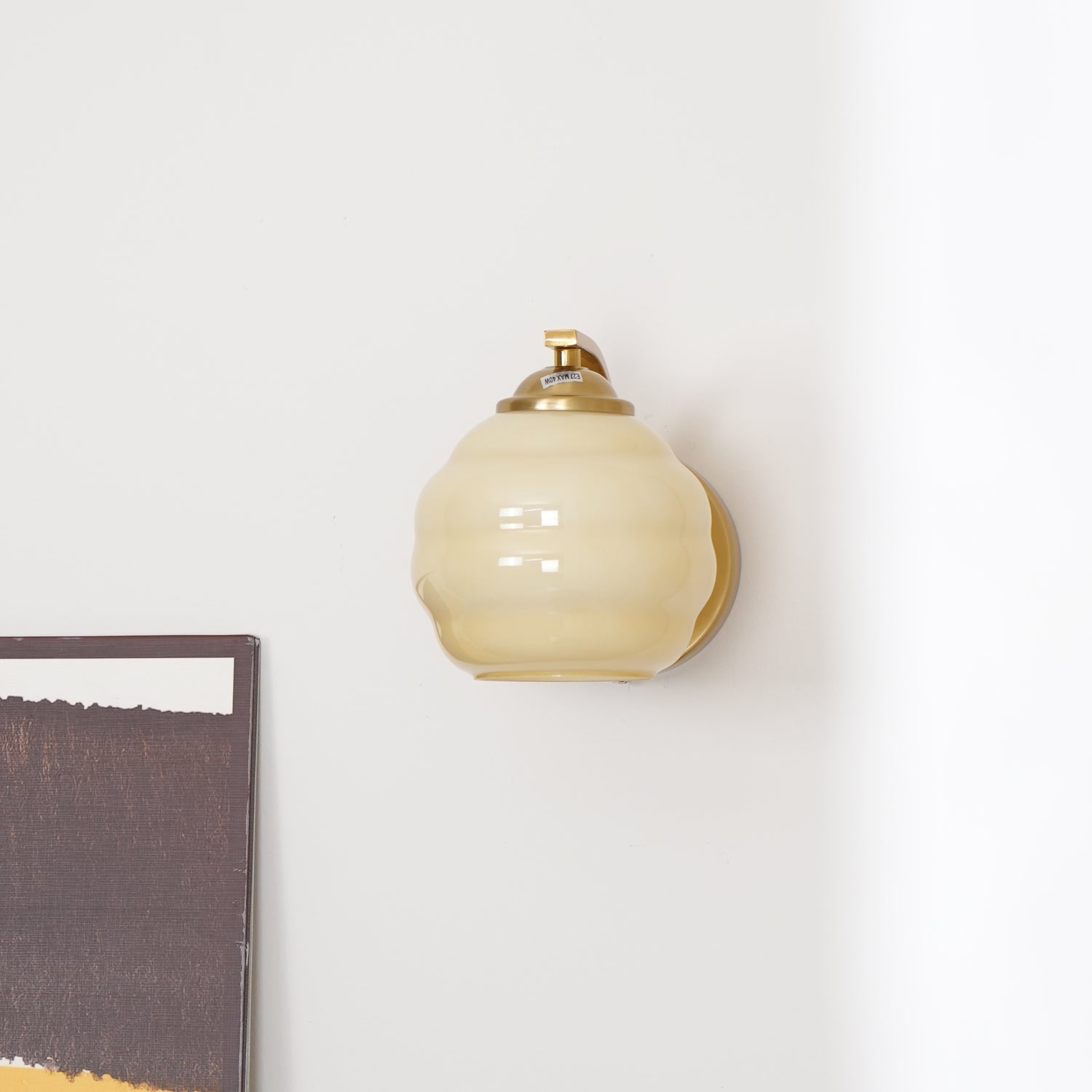 Wall Sconce, Art Deco Glass Shade, Gold or Chrome, E26/E27