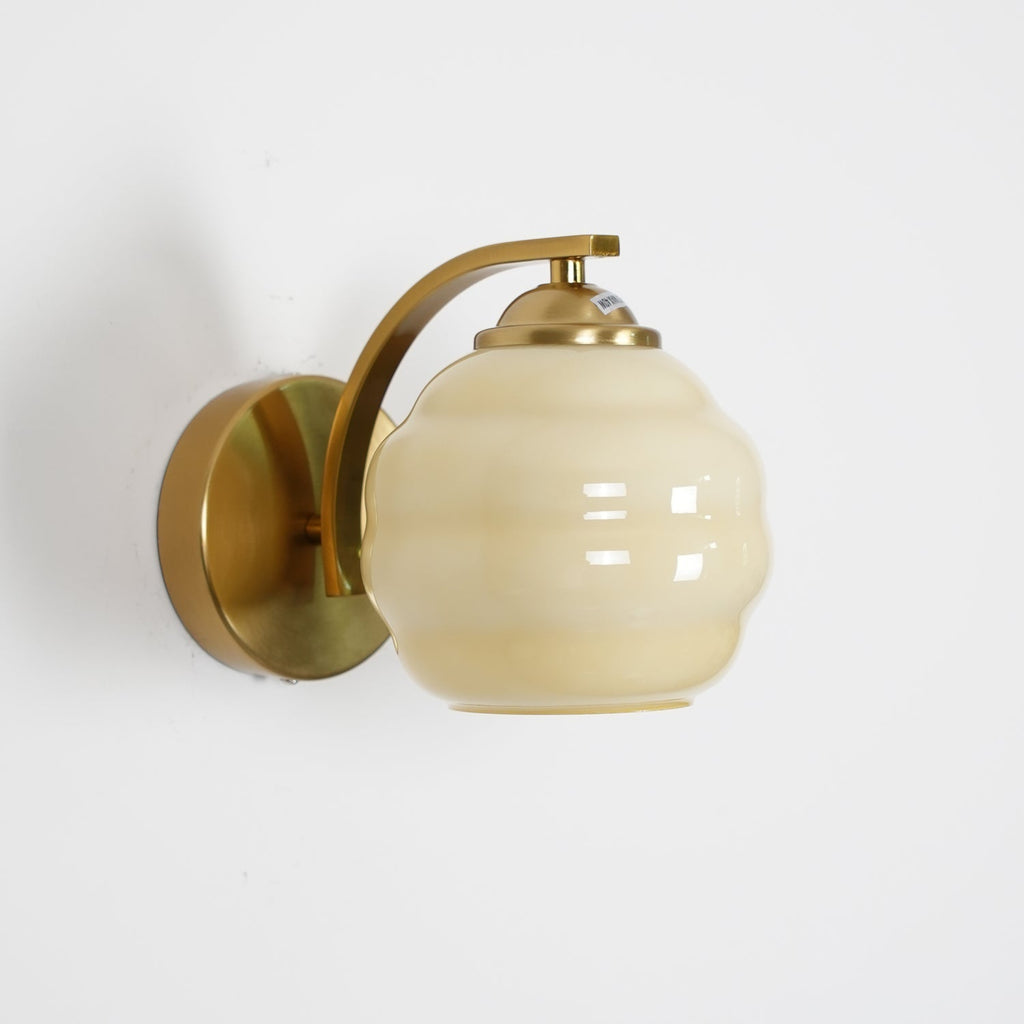 Wall Sconce, Art Deco Glass Shade, Gold or Chrome, E26/E27