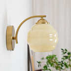 Wall Sconce, Art Deco Glass Shade, Gold or Chrome, E26/E27