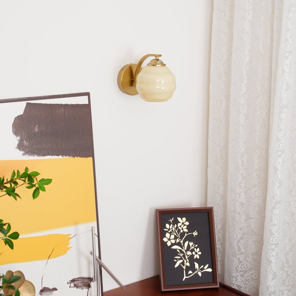 Wall Sconce, Art Deco Glass Shade, Gold or Chrome, E26/E27