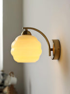 Wall Sconce, Art Deco Glass Shade, Gold or Chrome, E26/E27