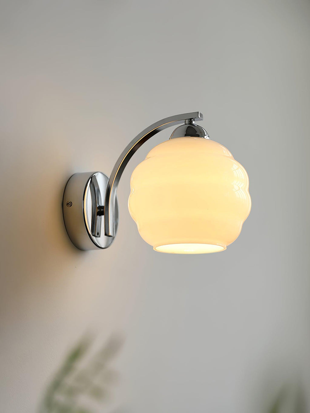 Wall Sconce, Art Deco Glass Shade, Gold or Chrome, E26/E27