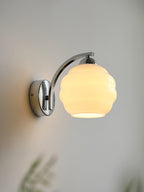 Wall Sconce, Art Deco Glass Shade, Gold or Chrome, E26/E27