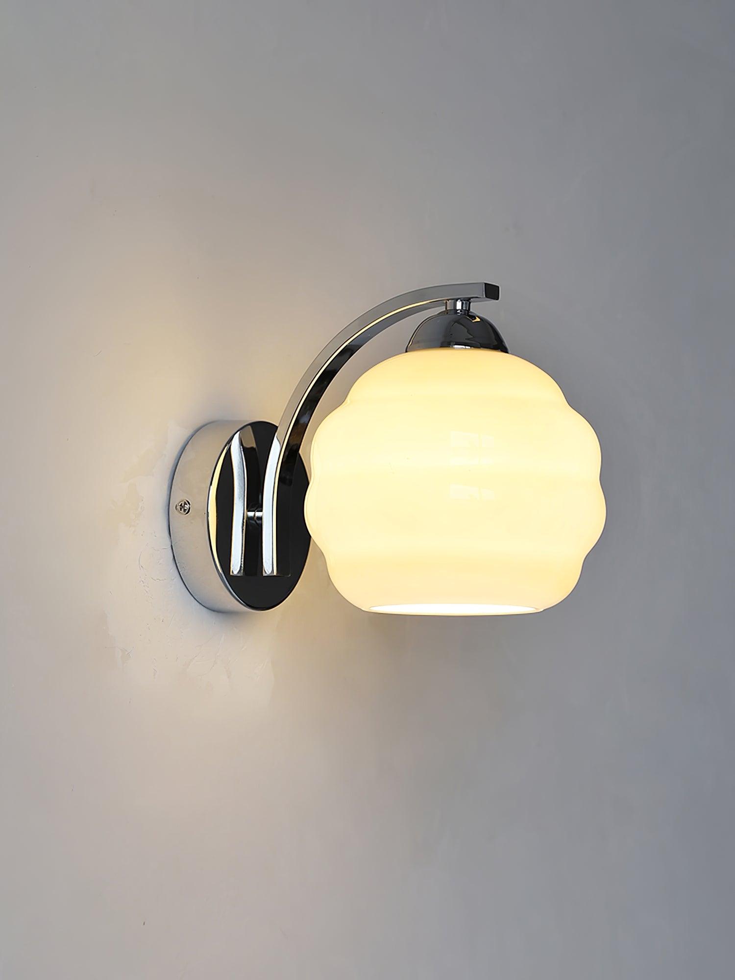 Wall Sconce, Art Deco Glass Shade, Gold or Chrome, E26/E27