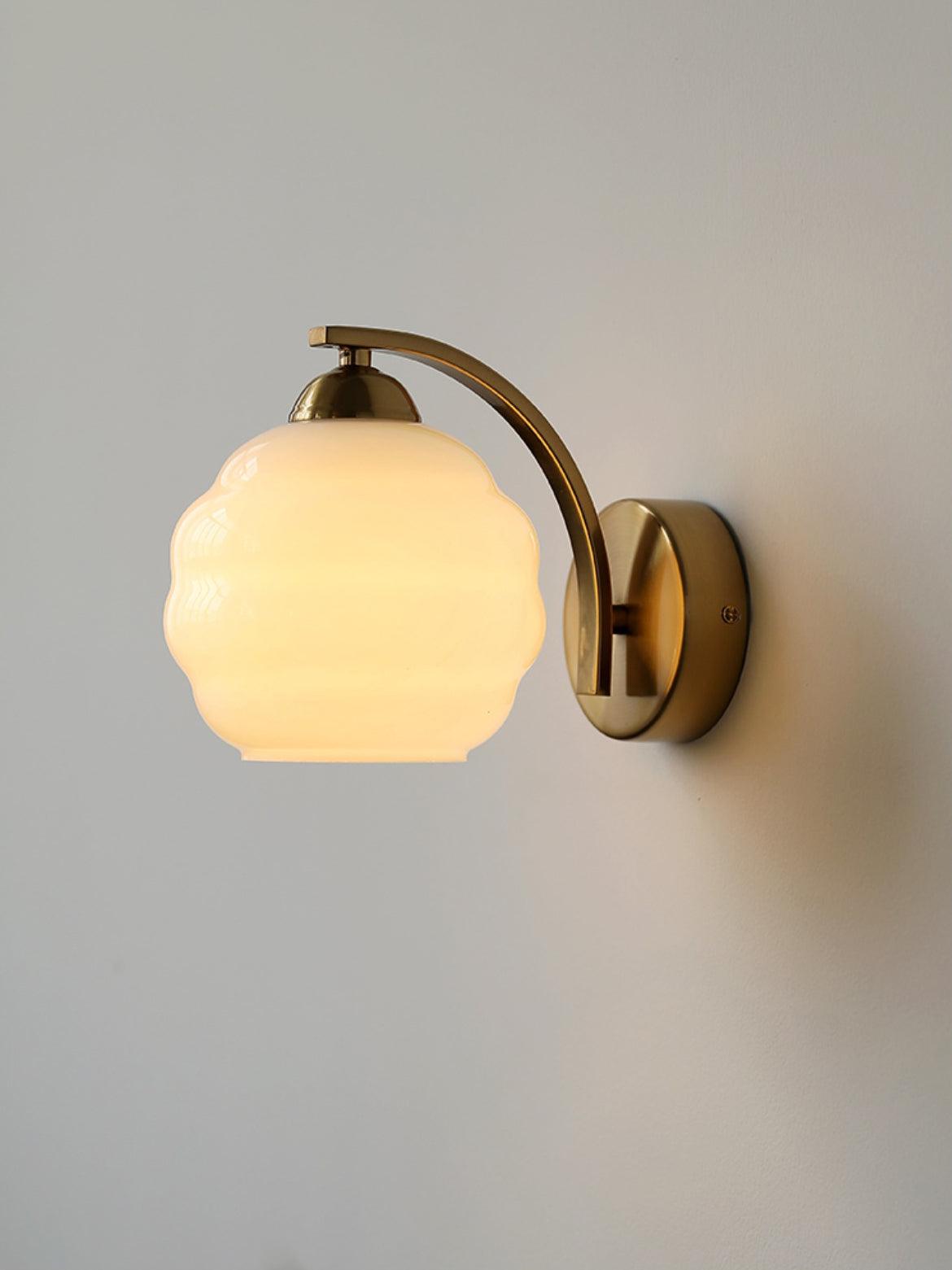 Wall Sconce, Art Deco Glass Shade, Gold or Chrome, E26/E27