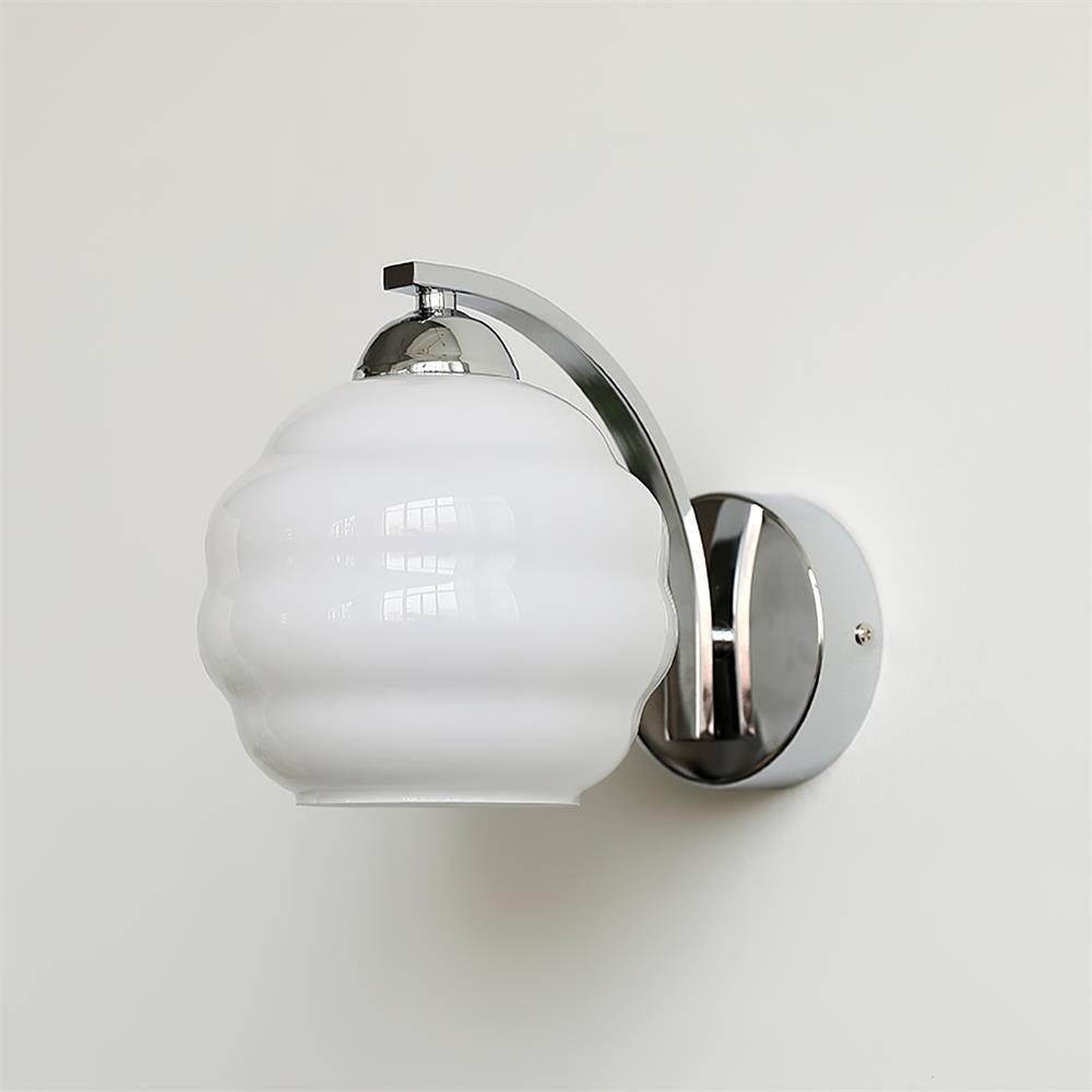 Wall Sconce, Art Deco Glass Shade, Gold or Chrome, E26/E27