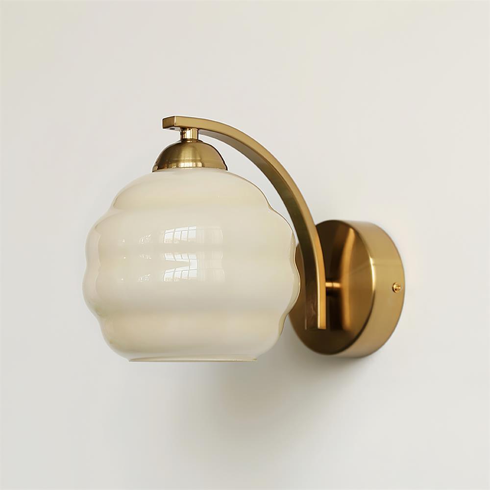 Wall Sconce, Art Deco Glass Shade, Gold or Chrome, E26/E27