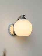 Wall Sconce, Art Deco Glass Shade, Gold or Chrome, E26/E27