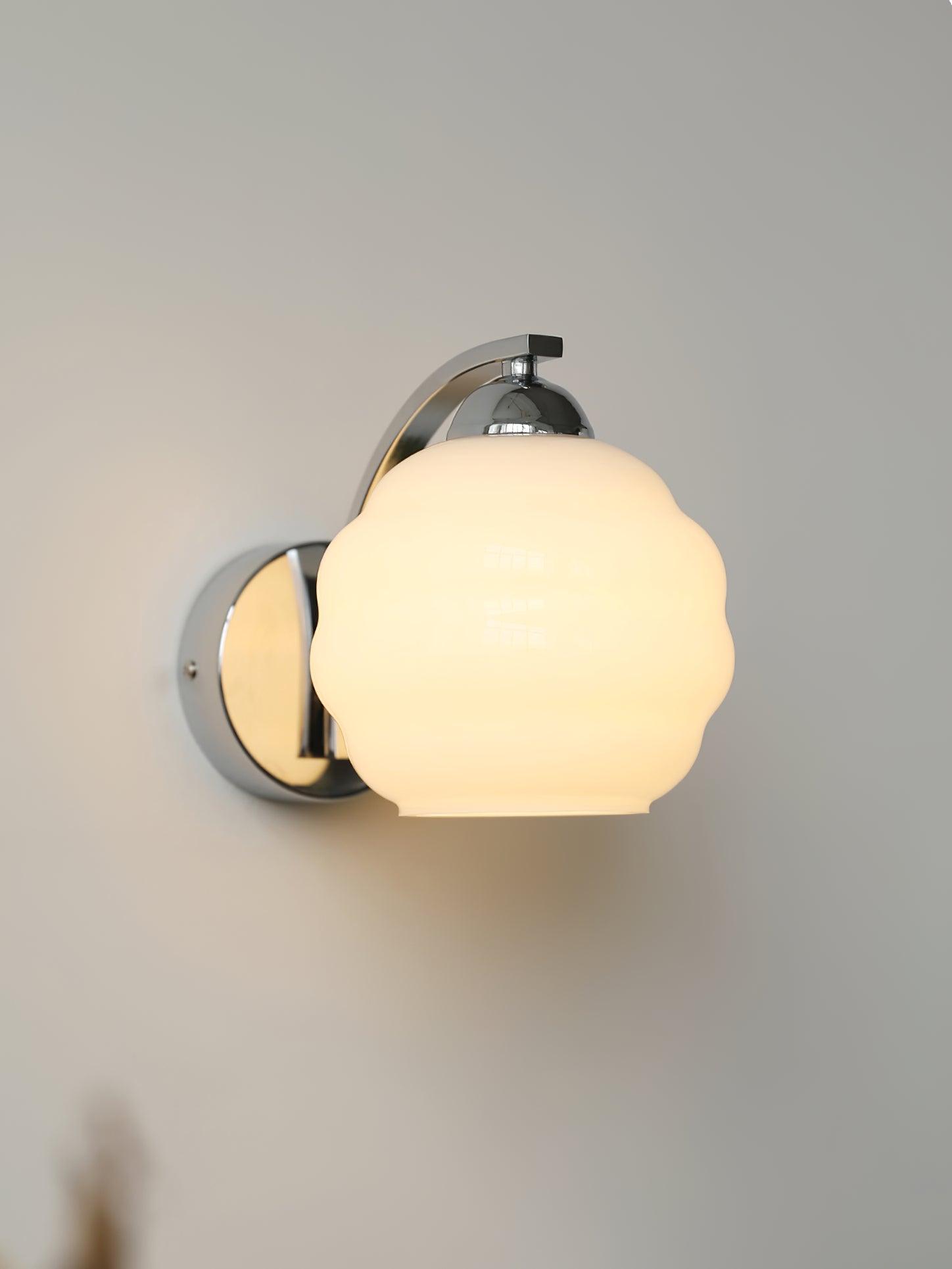 Wall Sconce, Art Deco Glass Shade, Gold or Chrome, E26/E27