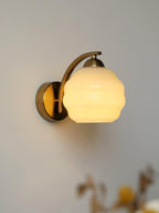 Wall Sconce, Art Deco Glass Shade, Gold or Chrome, E26/E27