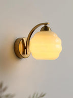 Wall Sconce, Art Deco Glass Shade, Gold or Chrome, E26/E27