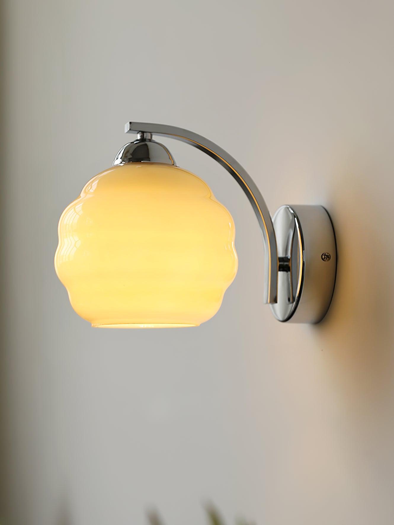 Wall Sconce, Art Deco Glass Shade, Gold or Chrome, E26/E27