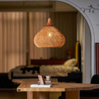 Rattan Pendant Light, Handwoven Shade, Wood Body, E27