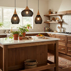Rattan Pendant Light, Handwoven Shade, Wood Body, E27