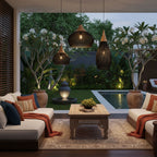 Rattan Pendant Light, Handwoven Shade, Wood Body, E27