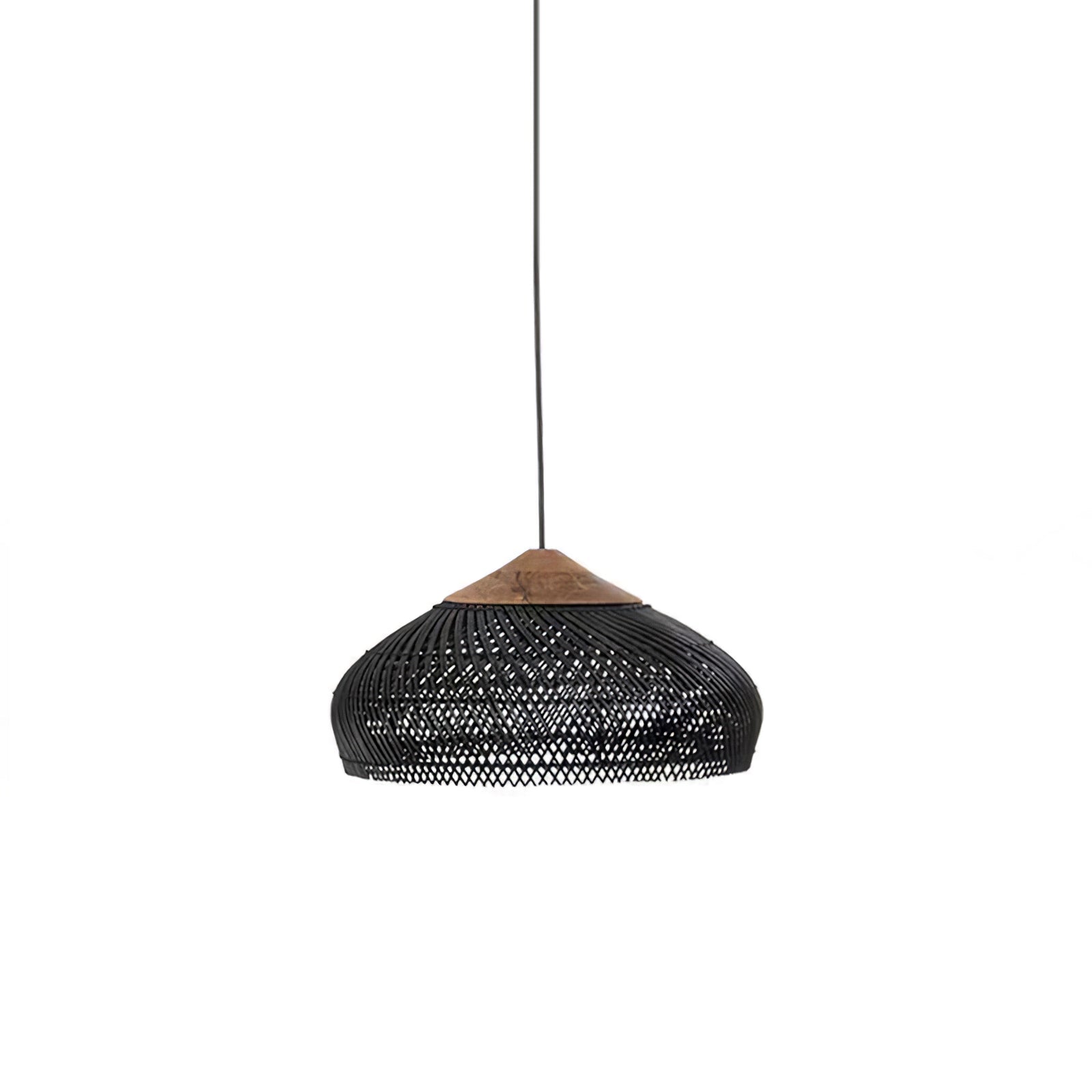 Rattan Pendant Light, Handwoven Shade, Wood Body, E27