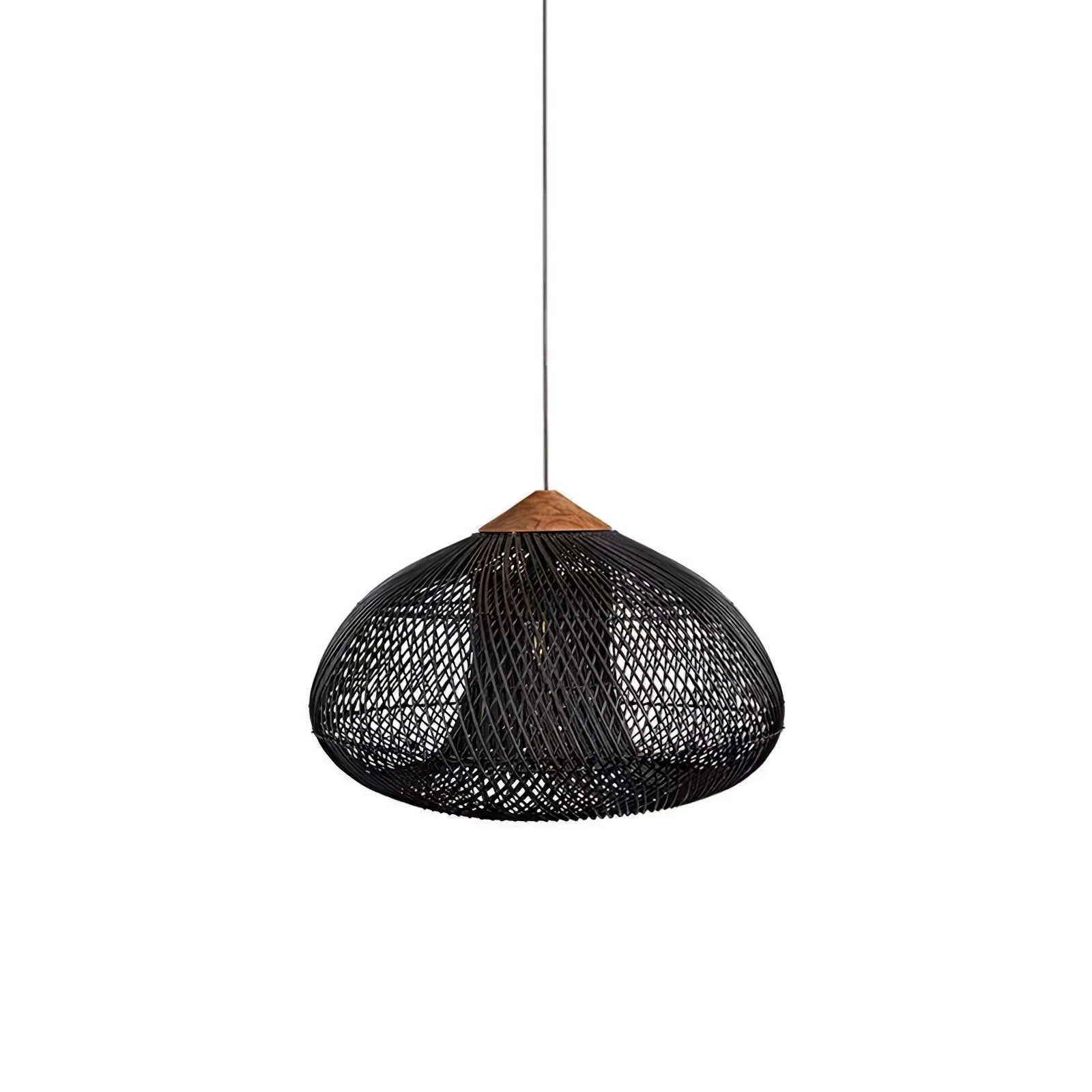 Rattan Pendant Light, Handwoven Shade, Wood Body, E27