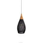 Rattan Pendant Light, Handwoven Shade, Wood Body, E27