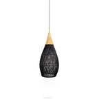 Rattan Pendant Light, Handwoven Shade, Wood Body, E27