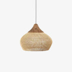 Rattan Pendant Light, Handwoven Shade, Wood Body, E27