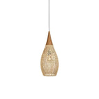 Rattan Pendant Light, Handwoven Shade, Wood Body, E27