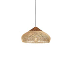 Rattan Pendant Light, Handwoven Shade, Wood Body, E27