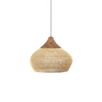Rattan Pendant Light, Handwoven Shade, Wood Body, E27
