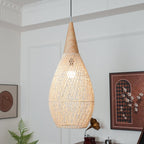 Rattan Pendant Light, Handwoven Shade, Wood Body, E27