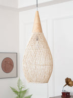 Rattan Pendant Light, Handwoven Shade, Wood Body, E27