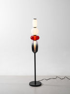 Candied Glass Floor Lamp, Hand-Blown Crystal Clusters, Black Body, LED