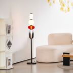 Candied Glass Floor Lamp, Hand-Blown Crystal Clusters, Black Body, LED