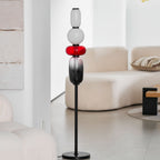 Candied Glass Floor Lamp, Hand-Blown Crystal Clusters, Black Body, LED