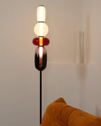 Candied Glass Floor Lamp, Hand-Blown Crystal Clusters, Black Body, LED