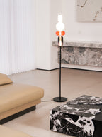 Candied Glass Floor Lamp, Hand-Blown Crystal Clusters, Black Body, LED