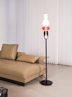 Candied Glass Floor Lamp, Hand-Blown Crystal Clusters, Black Body, LED