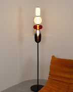 Candied Glass Floor Lamp, Hand-Blown Crystal Clusters, Black Body, LED