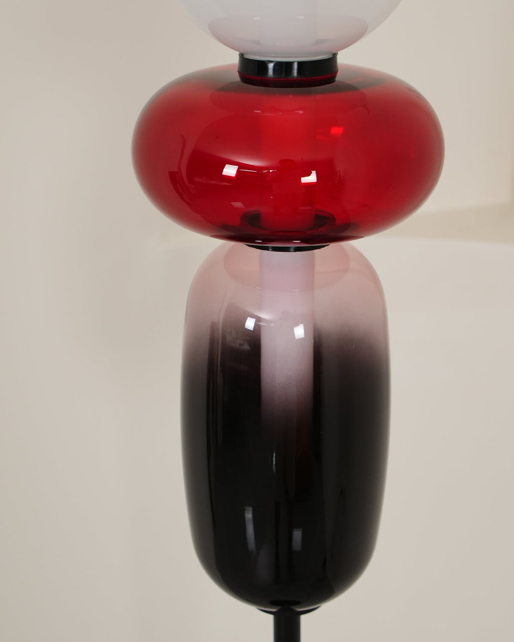 Candied Glass Floor Lamp, Hand-Blown Crystal Clusters, Black Body, LED
