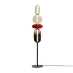 Candied Glass Floor Lamp, Hand-Blown Crystal Clusters, Black Body, LED