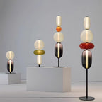 Candied Glass Floor Lamp, Hand-Blown Crystal Clusters, Black Body, LED
