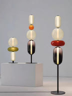 Candied Glass Floor Lamp, Hand-Blown Crystal Clusters, Black Body, LED