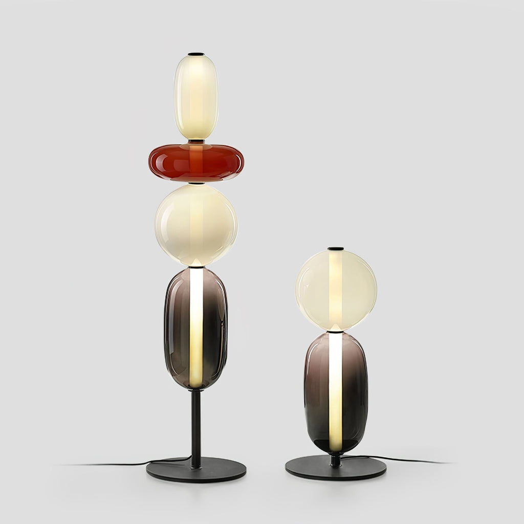 Candied Glass Floor Lamp, Hand-Blown Crystal Clusters, Black Body, LED