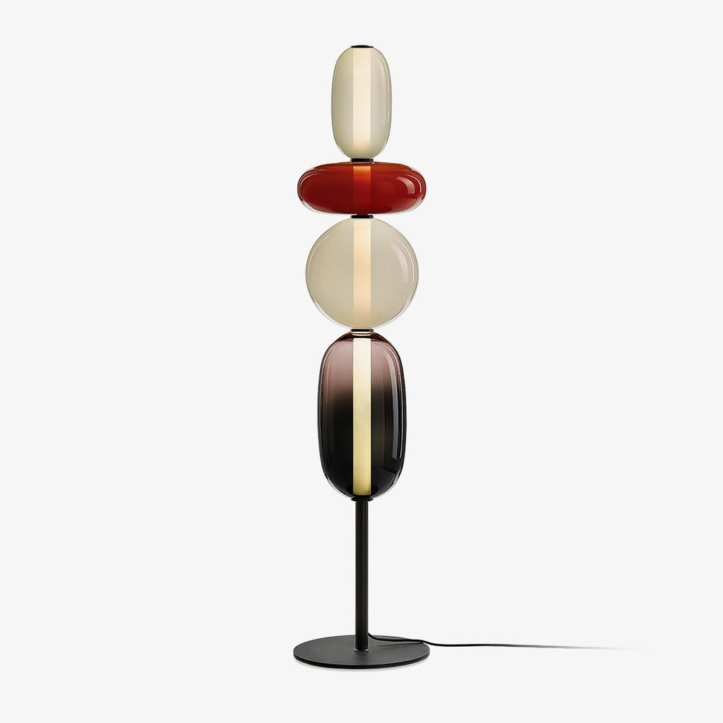 Candied Glass Floor Lamp, Hand-Blown Crystal Clusters, Black Body, LED