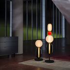 Candied Glass Floor Lamp, Hand-Blown Crystal Clusters, Black Body, LED